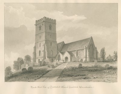 Worcestershire - Droitwich - Dodderhill Kirche: Sepia-Zeichnung von John Buckler