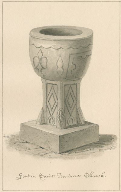 Worcestershire - Droitwich - Saint Andrew Kirche Taufbecken, 1833 von John Buckler