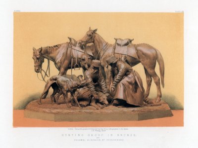 Jagdgruppe in Bronze, 19. Jahrhundert von John Burley Waring