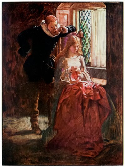 Mr Brisk und Mercy aus The Pilgrims Progress From This World, To That Which Is To Come von John Bunyan (1628-1688) Illustration von Byam Shaw (1872-1919) von John Byam Liston Shaw