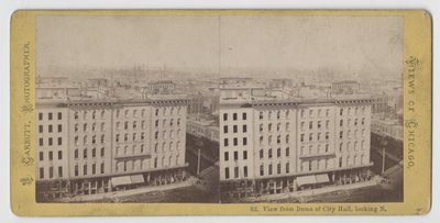 Stereographische Ansicht vom Kuppel des Rathauses nach Norden, vor dem Chicagoer Brand von 1871 von John Carbutt