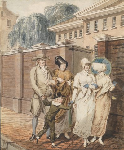 Sonntagmorgen vor dem Arch Street Meeting House, Philadelphia, 1811-ca. 1813 von John Carter.