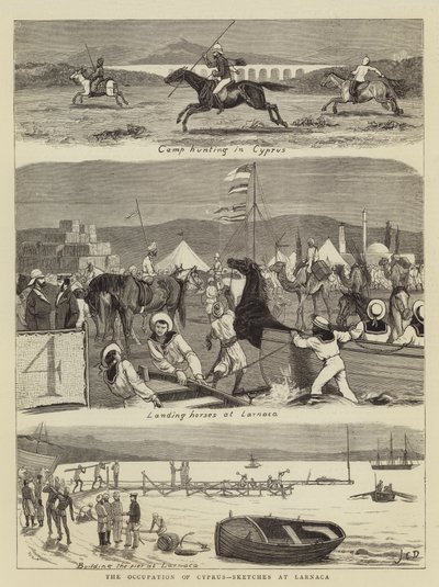 Die Besetzung Zyperns, Skizzen in Larnaca (Gravur) von John Charles (after) Dollman
