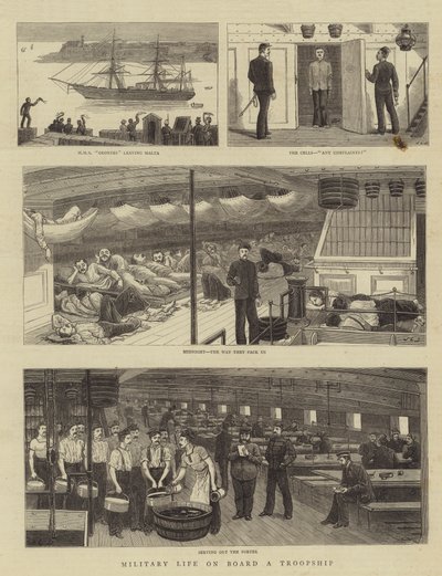 Militärleben an Bord eines Truppenschiffs von John Charles Dollman