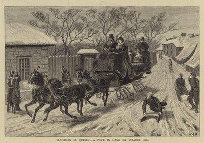 Schlittenfahrt in Quebec, ein Vierspänner auf dem Citadel Hill von John Charles Dollman