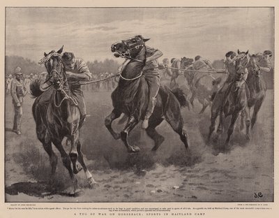 Ein Tauziehen zu Pferd, Sport im Maitland Camp von John Charlton