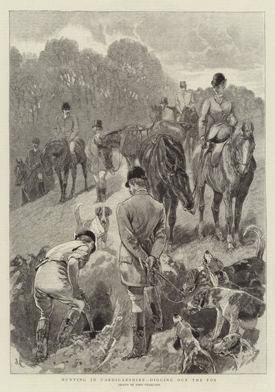 Jagd in Cardiganshire, den Fuchs ausgraben von John Charlton