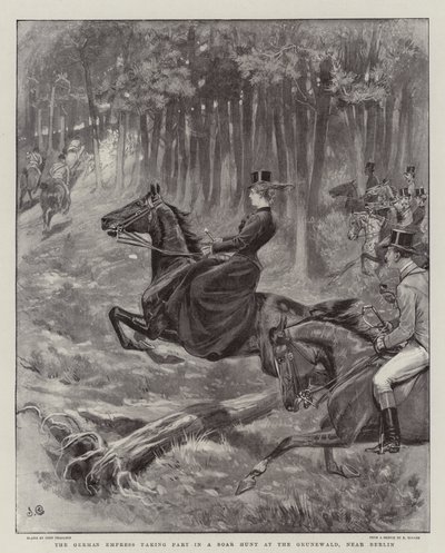 Die deutsche Kaiserin bei einer Wildschweinjagd im Grunewald bei Berlin von John Charlton