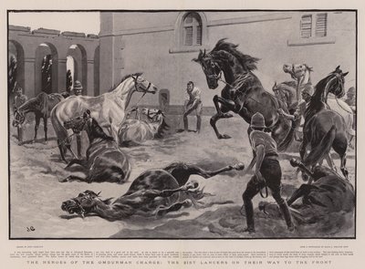Die Helden des Omdurman-Angriffs, die 21. Lanzenreiter auf dem Weg zur Front von John Charlton