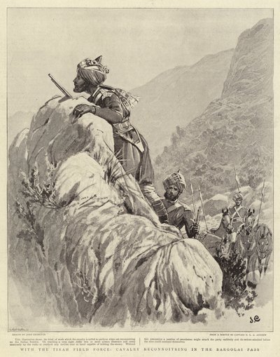 Mit der Tirah-Feldtruppe, Kavallerie erkundet den Bargolai-Pass von John Charlton