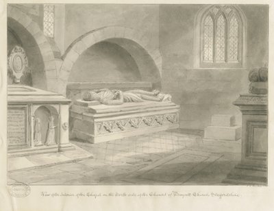 Innenraum der Draycott in the Moors Kirche von John Chessell Buckler