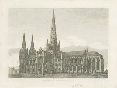Lichfield Kathedrale - Südostansicht (Gravur) von John Chessell Buckler