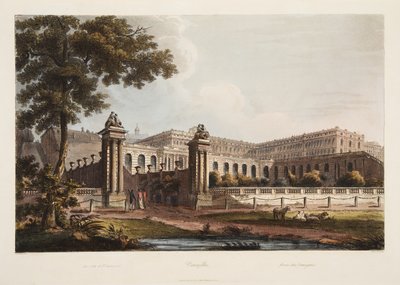 Versailles von der Orangerie, Illustration aus Versailles, Paris und Saint Denis, veröffentlicht 1805 von John Claude Nattes