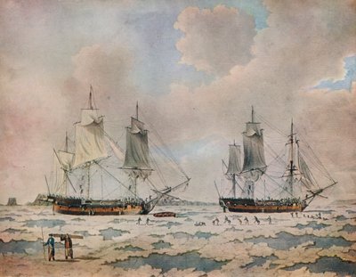 Die Schiffe der Expedition von Lord Mulgrave, eingebettet im Eis der Polarregionen von John Cleveley the Younger