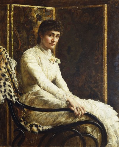 Porträt der Frau des Künstlers Marian Huxley in ihrem Hochzeitskleid, 1880 von John Collier