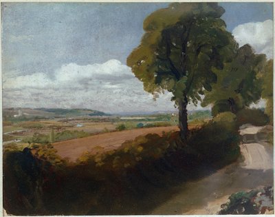 Blick auf Dedham von der Gasse, die von der East Bergholt Kirche nach Flatford führt von John Constable