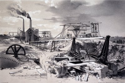 Pumpen, Lüftungsschacht, Kilsby Tunnel, Northamptonshire, 15. Juli 1837 von John Cooke Bourne