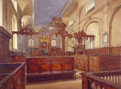 Innenraum der Kirche All Hallows the Great, City of London, 1884 von John Crowther