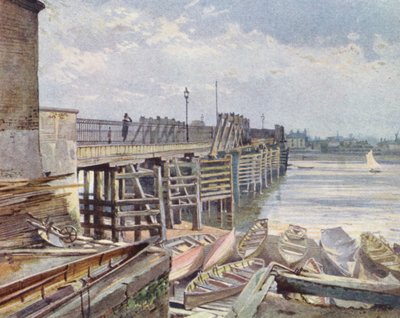 Verlorenes London: Alte Battersea-Brücke, vom Nordufer von John Crowther