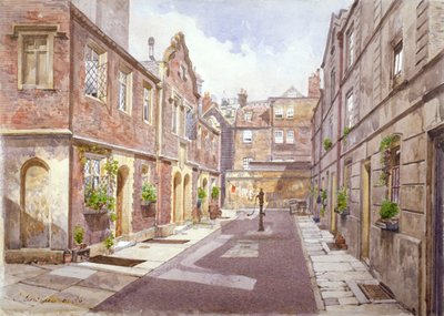 Ansicht der Armenhäuser in Cock Court, Jewry Street, City of London von John Crowther