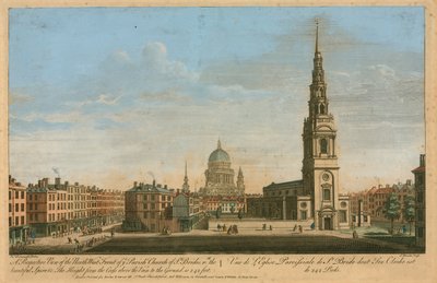Eine perspektivische Ansicht der Nordwestfront der Pfarrkirche St. Brides mit dem schönen Turm von John Donowell