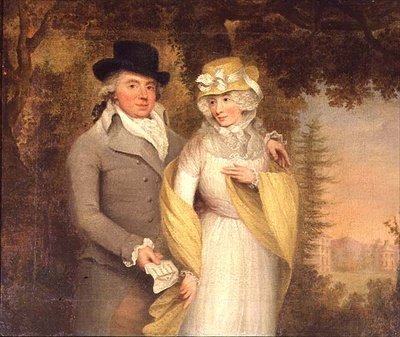 Porträt eines Gentlemans und seiner Frau in einem Park von John Downman