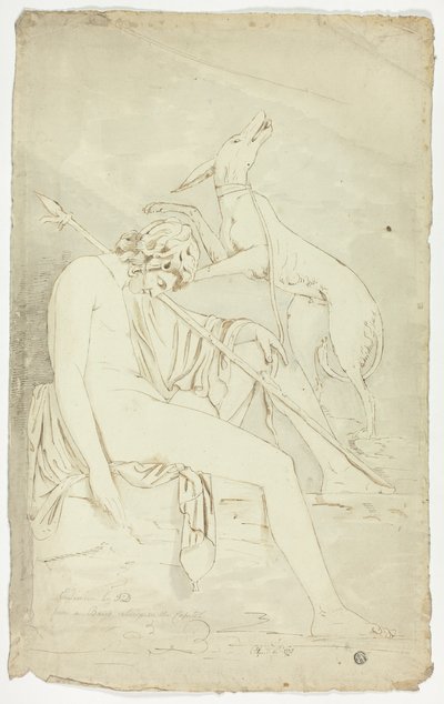 Antikes Basrelief eines schlafenden Jägers und Hundes von John Downman