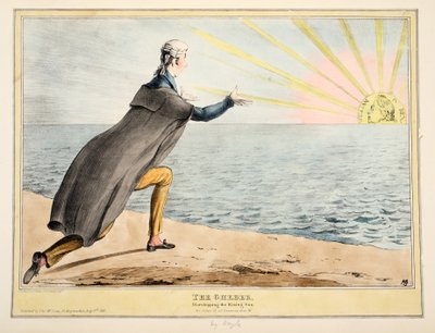 Der Gheber: Anbetung der aufgehenden Sonne, 1830 (handkolorierte Gravur) von John Doyle