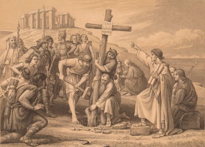 Die erste Predigt des Christentums in Britannien, ca. 1900 von John Easton