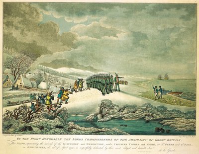 Den hochverehrten Lords Kommissaren der Admiralität von Großbritannien, diese Platte darstellend die Ankunft der 