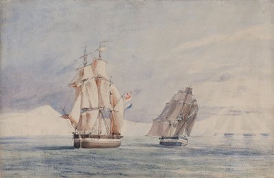 H.M. Schiffe Erebus und Terror im Rossmeer von John Edward Davis