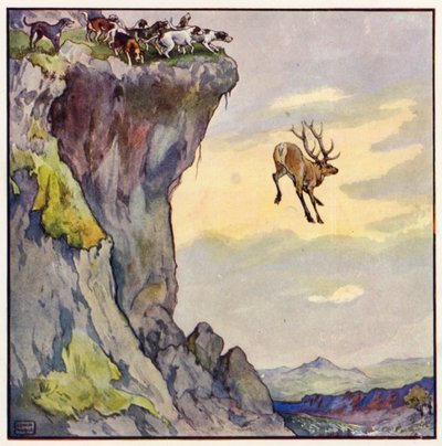Der Hirsch stürzte in den Abgrund darunter von John Edwin Noble