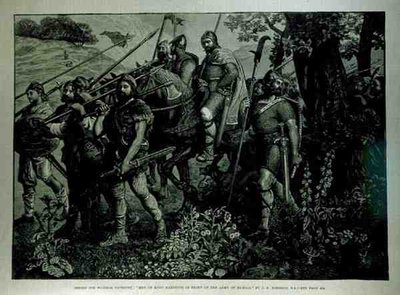 Entwurf für Windsor Tapisserie: Männer von Kent marschieren vor der Armee von Harold von John Evan Hodgson