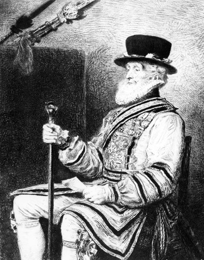 Der Yeoman der Wache, Druck von Charles Waltner von John Everett (after) Millais