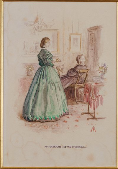 Mrs. Gresham und Miss Dunstable: Eine Illustration zu "Framley Parsonage", 1861 von John Everett Millais