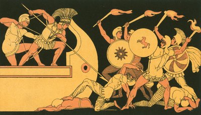 Ajax verteidigt die griechischen Schiffe gegen die Trojaner von John Flaxman