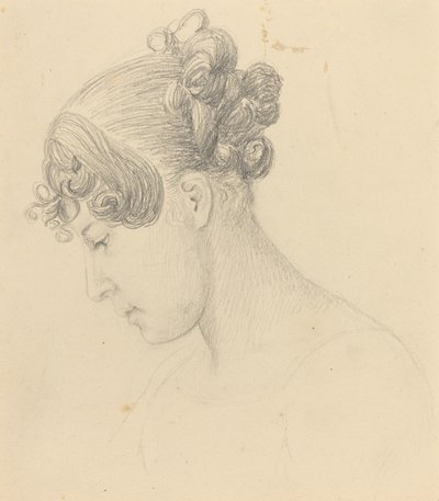 Kopf einer Frau, die nach unten schaut (Theresa Turner?) von John Flaxman