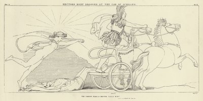 Hektors Körper wird am Wagen von Achilles geschleift von John Flaxman