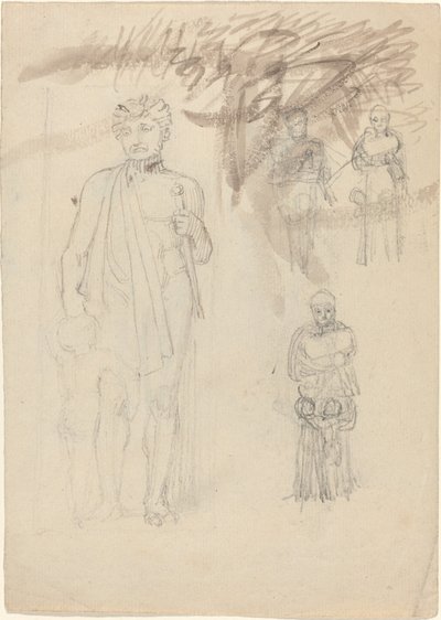 Blatt mit Studien, einschließlich Krieger mit Kind [recto und verso] von John Flaxman