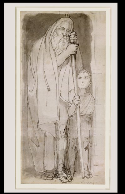 Der blinde Teiresias und ein Junge von John Flaxman