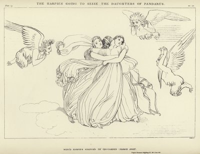 Die Harpyien gehen, um die Töchter des Pandarus zu ergreifen von John Flaxman
