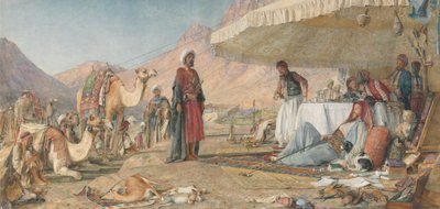 Ein Frankenzeltlager in der Wüste des Sinai. 1842 - Das Kloster St. Katharina in der Ferne von John Frederick Lewis