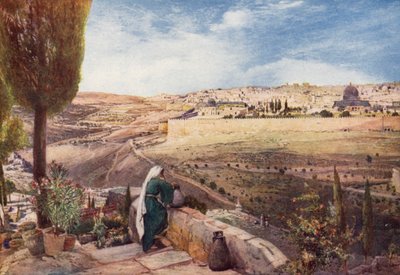 Jerusalem, vom traditionellen Ort auf dem Ölberg, wo Christus über die Stadt weinte von John Fulleylove