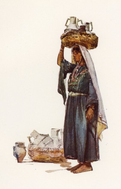 Syrischer Bauer mit Milchgefäßen von John Fulleylove