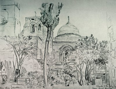 Die Kirche des Heiligen Grabes vom Garten des griechischen Klosters, 1902 von John Fulleylove