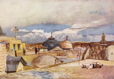 Die Kuppeln der Grabeskirche, von einem Hausdach auf dem Berg Zion von John Fulleylove