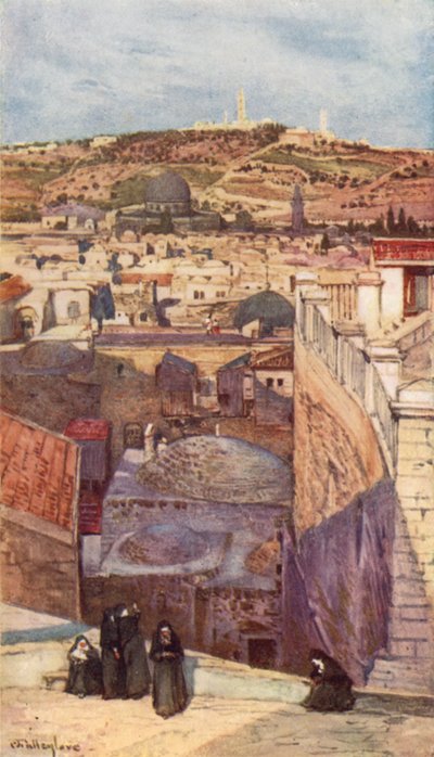 Der Ölberg, von einem Hausdach auf dem Berg Zion von John Fulleylove