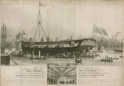 Die Kapelle für Seeleute, gegründet am 18. März 1818 und vor Wapping verankert von John Gendall