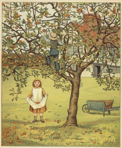 Kinder pflücken Äpfel im Obstgarten von John George (after) Sowerby
