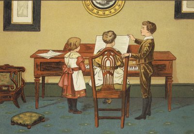 Kinder, die am Klavier proben von John George (after) Sowerby